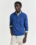 RICH BLUE, CLASSIC COTTON HALF ZIP, FRONT-VIEW BY GANT AU.