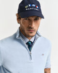 FRESH BLUE, CLASSIC COTTON HALF ZIP, CLOSE-UP BY GANT AU.