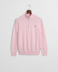 LIGHT PINK MELANGE, CLASSIC COTTON HALF ZIP, FRONT-VIEW BY GANT AU.