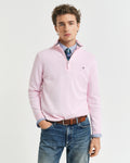 LIGHT PINK MELANGE, CLASSIC COTTON HALF ZIP BY GANT AU.