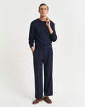 EVENING BLUE, LINEN BLEND C-NECK BY GANT AU.