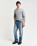 GREY MELANGE, COTTON CABLE C-NECK BY GANT AU.