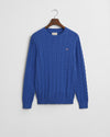 RICH BLUE, COTTON CABLE C-NECK BY GANT AU.