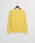 BANANA YELLOW, COTTON CABLE C-NECK, FLAT-LAY BY GANT AU.
