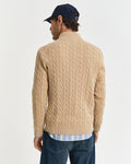 KHAKI MELANGE, COTTON CABLE HALF ZIP, BACK-VIEW BY GANT AU.