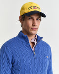 RICH BLUE, COTTON CABLE HALF ZIP, CLOSE-UP BY GANT AU.