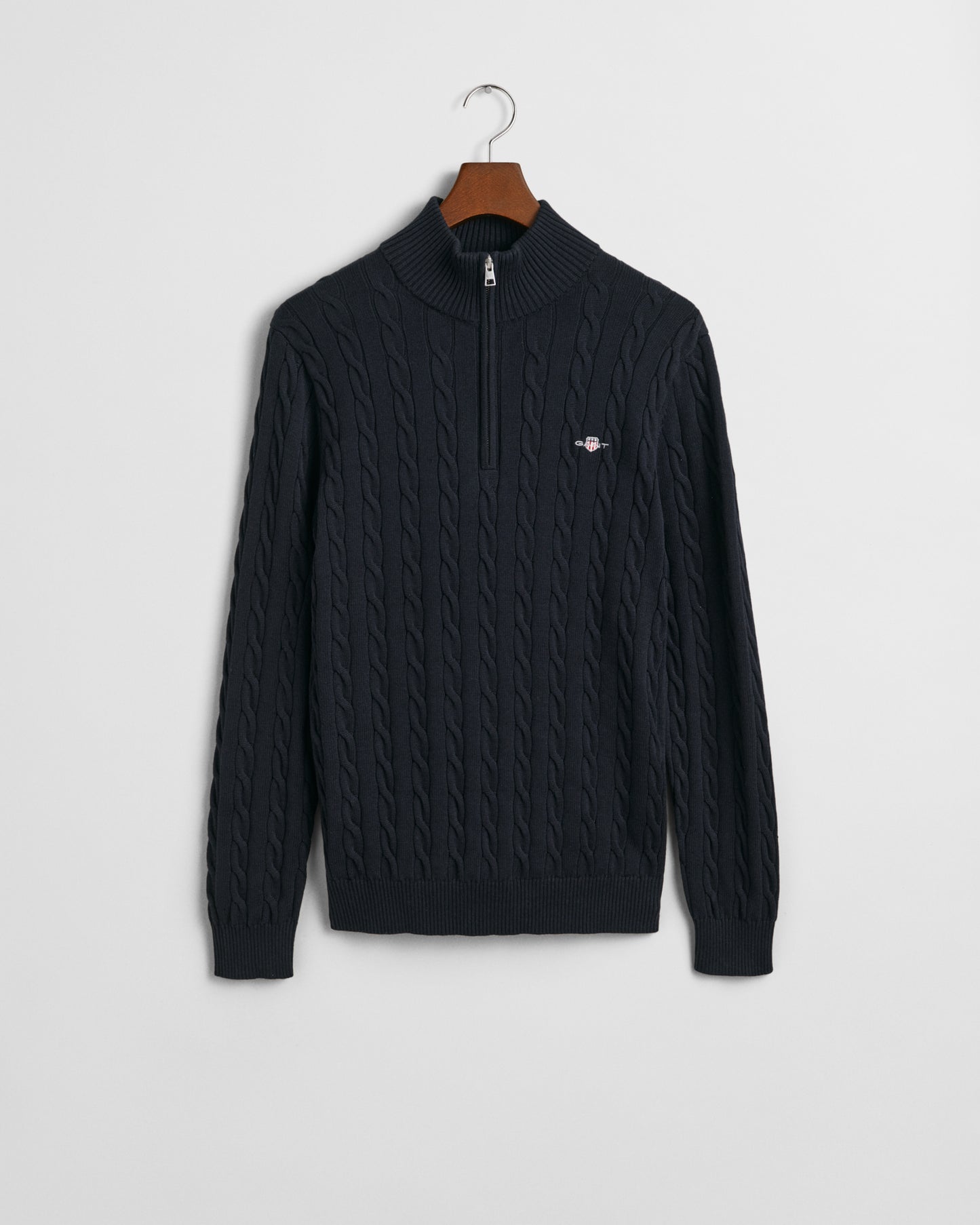 EVENING BLUE, COTTON CABLE HALF ZIP, FLAT-LAY BY GANT AU.