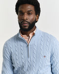 FRESH BLUE, COTTON CABLE HALF ZIP, CLOSE-UP BY GANT AU.