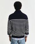 EVENING BLUE, STRIPED COTTON HALF BUTTONED NECK, BACK-VIEW BY GANT AU.