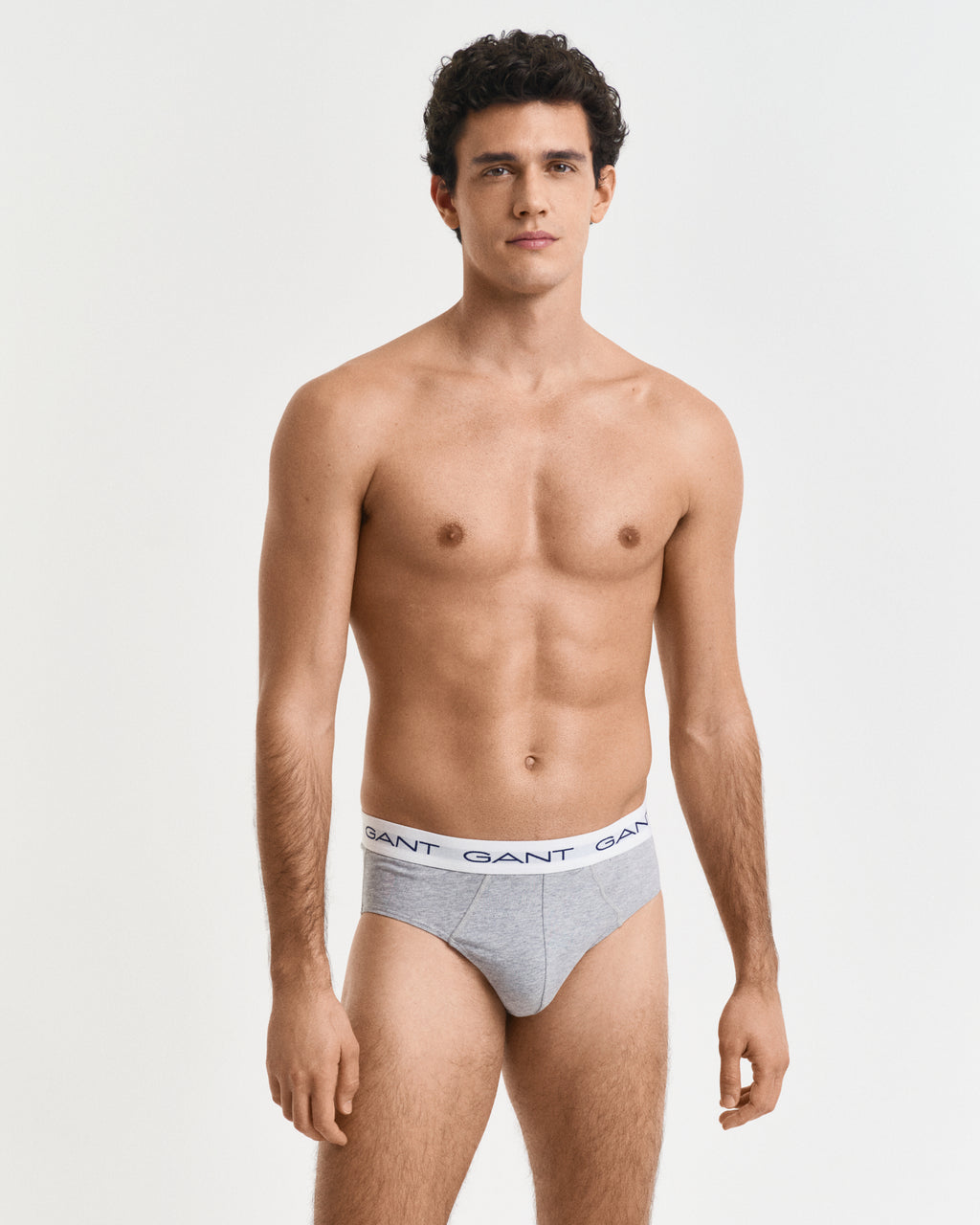 LIGHT GREY MELANGE, BRIEF 3-PACK, BACK-VIEW BY GANT AU.