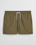 JUNIPER GREEN, SWIM SHORTS, FRONT-VIEW BY GANT AU.