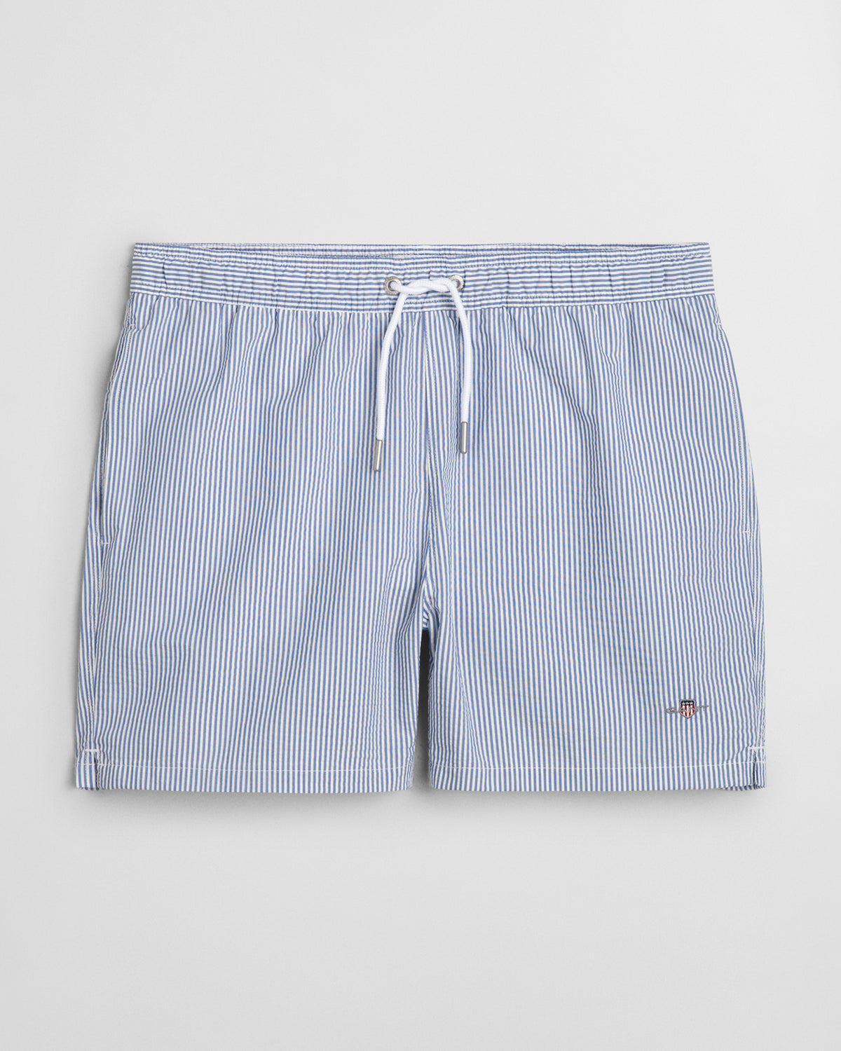 RICH BLUE, SEERSUCKER SWIM SHORTS, FRONT-VIEW BY GANT AU.