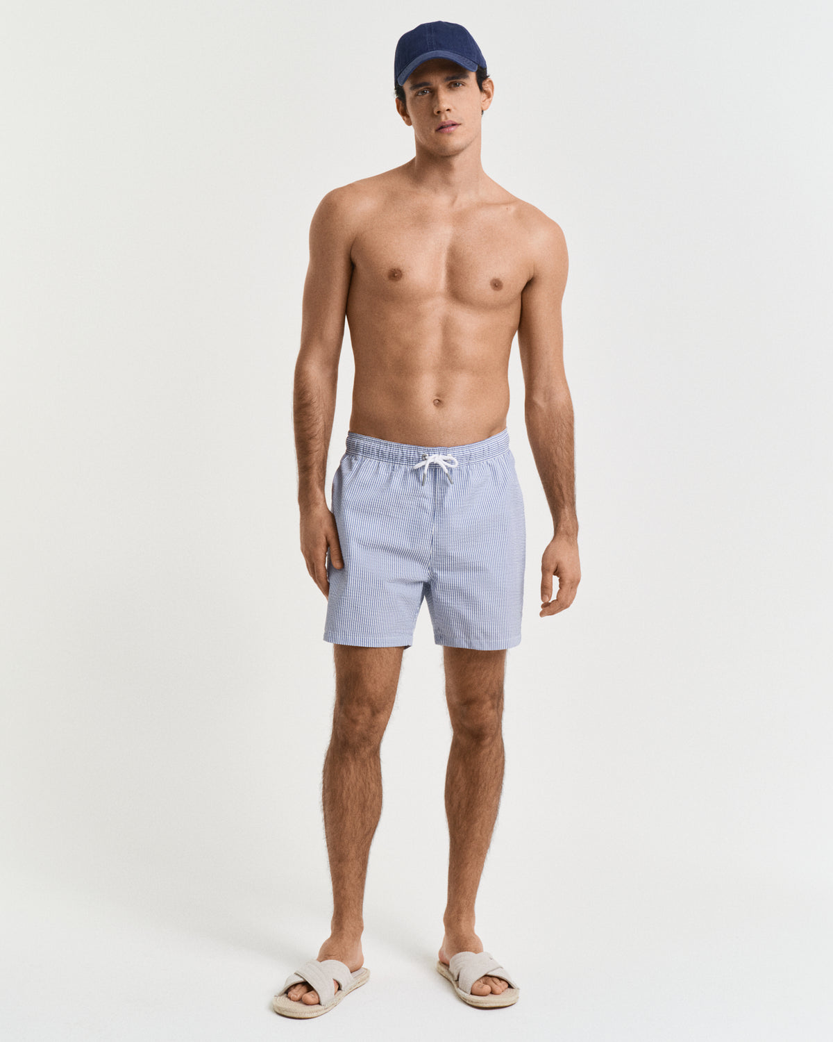 RICH BLUE, SEERSUCKER SWIM SHORTS BY GANT AU.