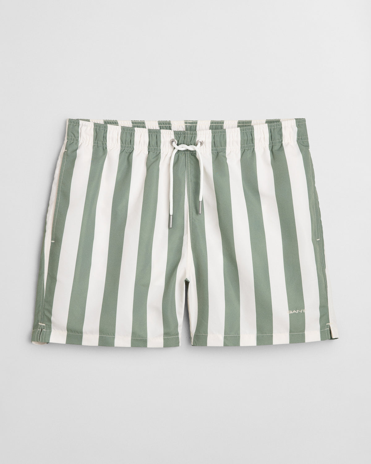 KALAMATA GREEN, BLOCK STRIPE SWIM SHORTS, FRONT-VIEW BY GANT AU.