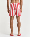 WATERMELON RED, BLOCK STRIPE SWIM SHORTS, BACK-VIEW BY GANT AU.