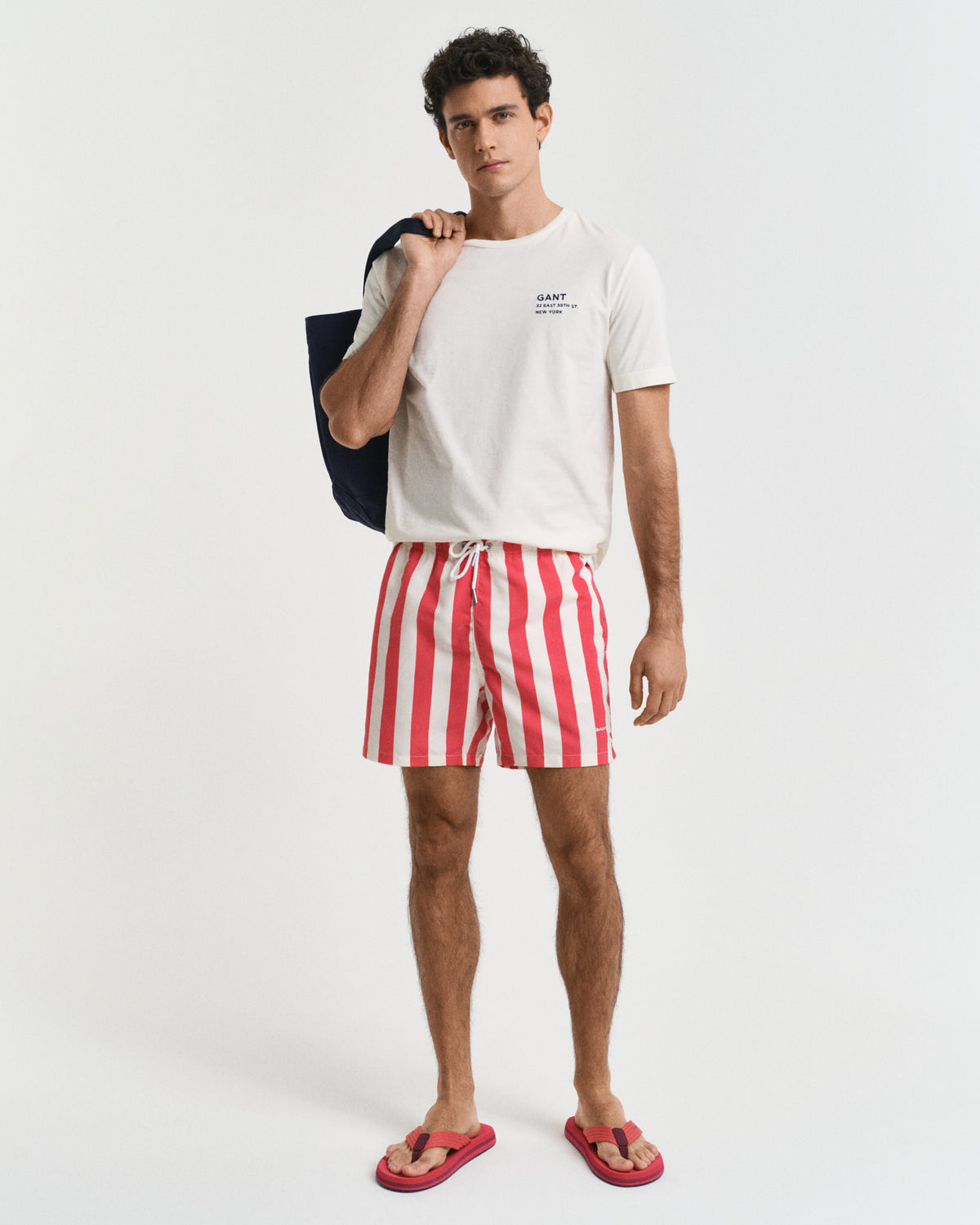 WATERMELON RED, BLOCK STRIPE SWIM SHORTS BY GANT AU.