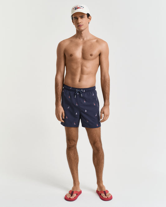 EVENING BLUE, BOAT EMBROIDERY SWIM SHORTS BY GANT AU.