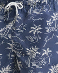 DUSTY NAVY, ISLAND PRINT SWIM SHORTS, CLOSE-UP BY GANT AU.