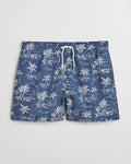 DUSTY NAVY, ISLAND PRINT SWIM SHORTS, FRONT-VIEW BY GANT AU.