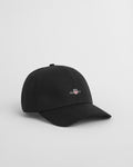 BLACK, HIGH SHIELD COTTON TWILL CAP BY GANT AU.