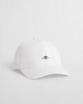 WHITE, HIGH SHIELD COTTON TWILL CAP, FRONT-VIEW BY GANT AU.