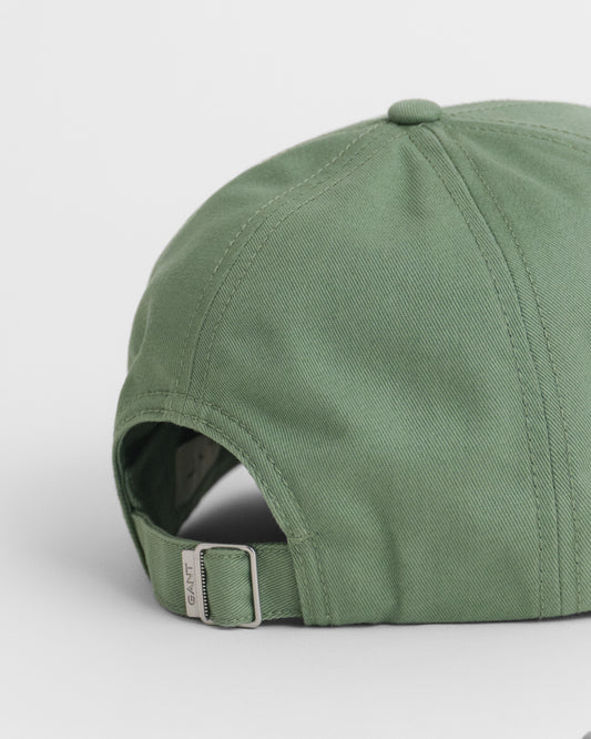 KALAMATA GREEN, HIGH SHIELD COTTON TWILL CAP, CLOSE-UP BY GANT AU.
