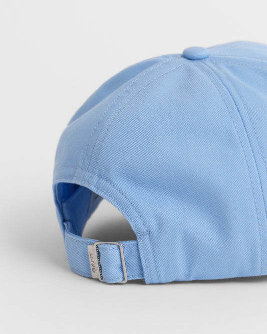 CAPRI BLUE, SHIELD COTTON TWILL CAP, CLOSE-UP BY GANT AU.