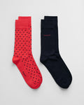 WATERMELON RED, DOT AND SOLID SOCKS 2-PACK BY GANT AU.