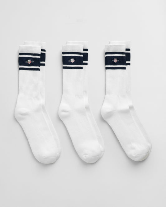 WHITE, SHIELD SPORT SOCKS 3-PACK BY GANT AU.
