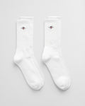 WHITE, SHIELD SPORT SOCKS 2-PACK BY GANT AU.