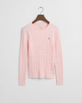 SALMON, STRETCH COTTON CABLE C-NECK, FLAT-LAY BY GANT AU.