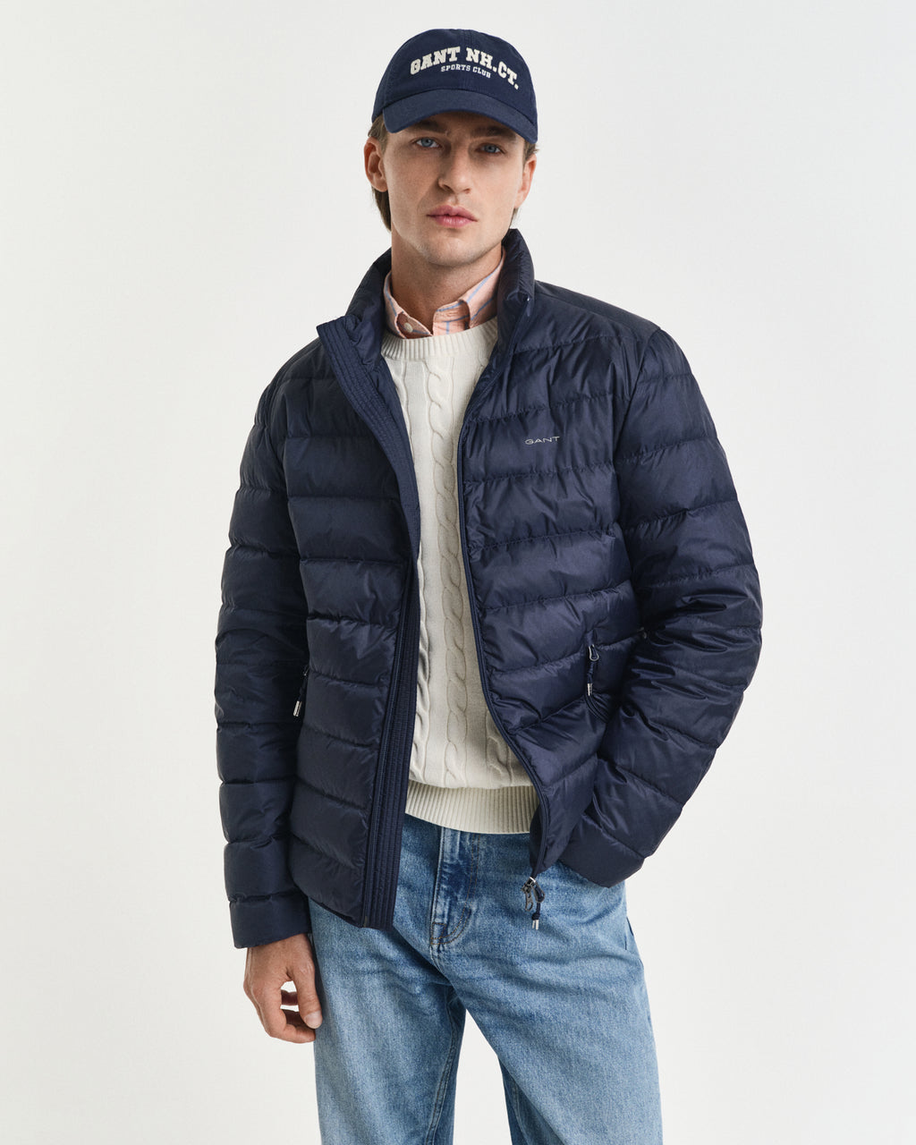 EVENING BLUE, LIGHT DOWN JACKET, FRONT-VIEW BY GANT AU.
