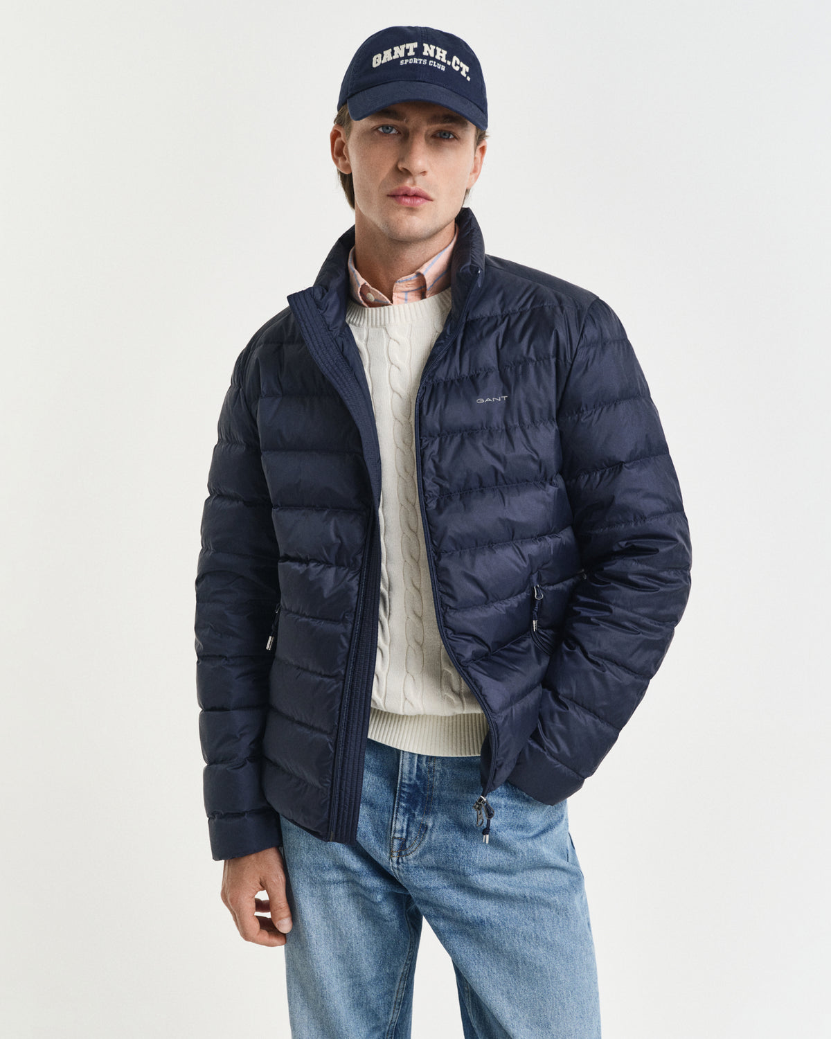 EVENING BLUE, LIGHT DOWN JACKET, FRONT-VIEW BY GANT AU.