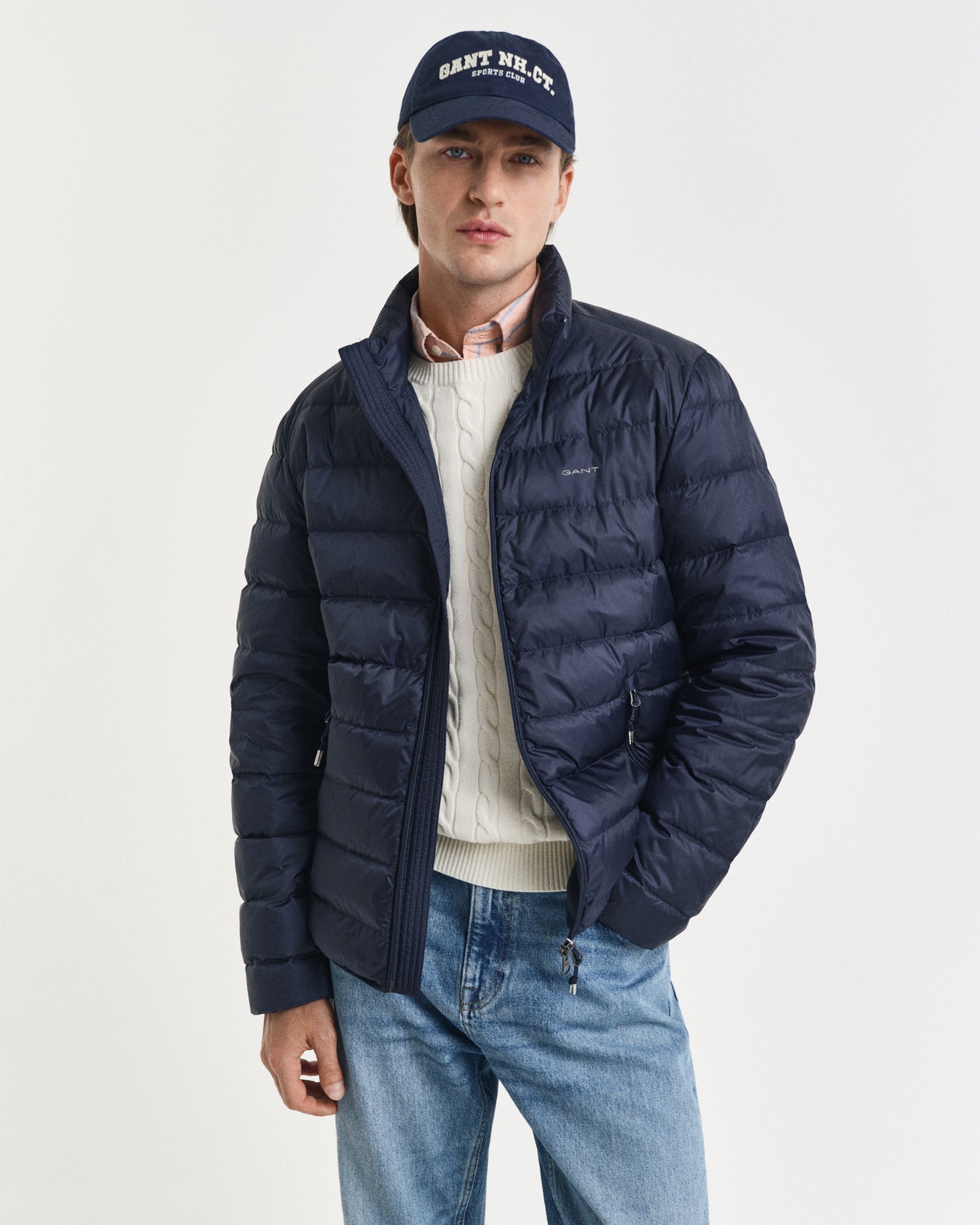 EVENING BLUE, LIGHT DOWN JACKET, FRONT-VIEW BY GANT AU.