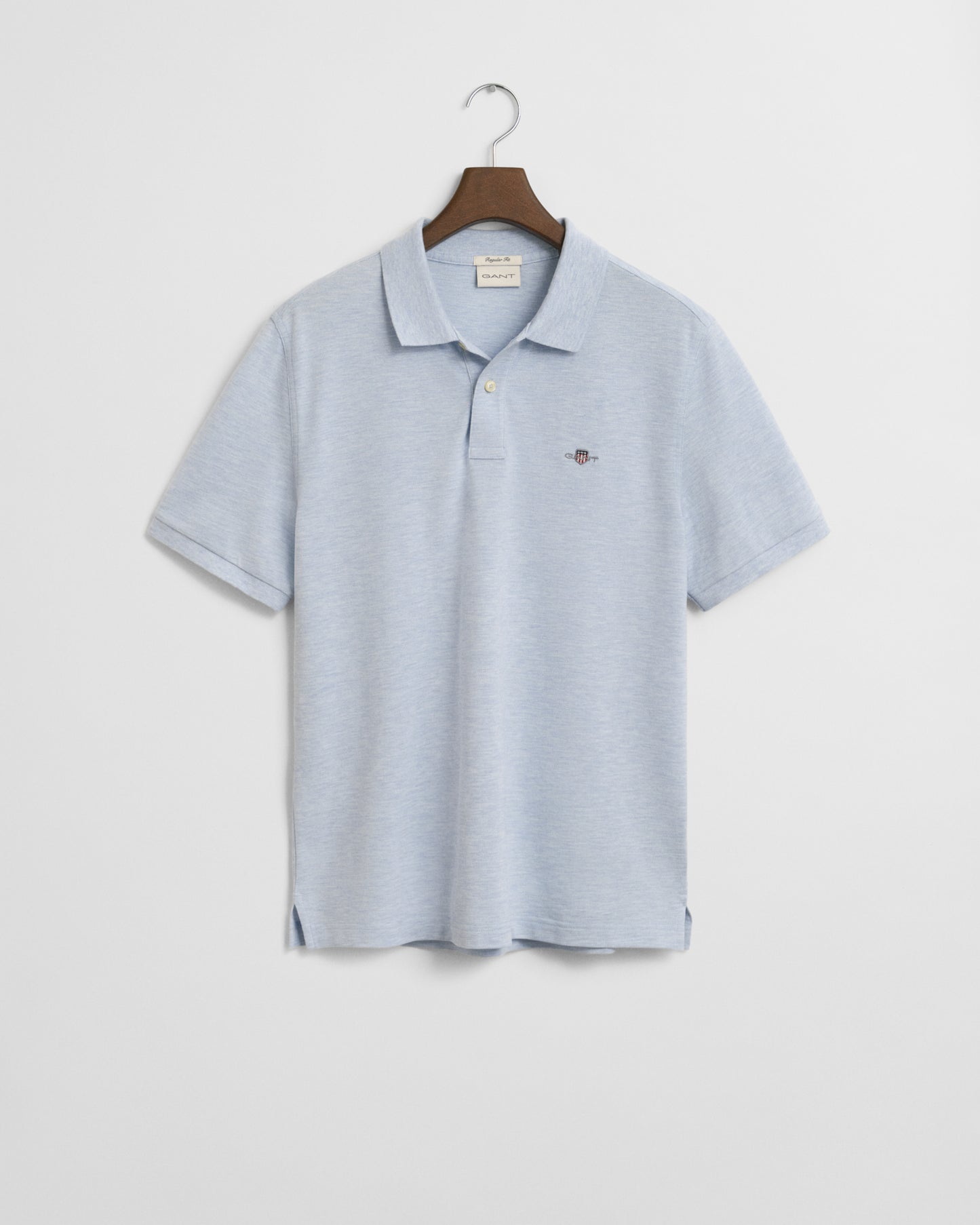 ICE BLUE MELANGE, REG SHIELD SS PIQUE POLO BY GANT AU.