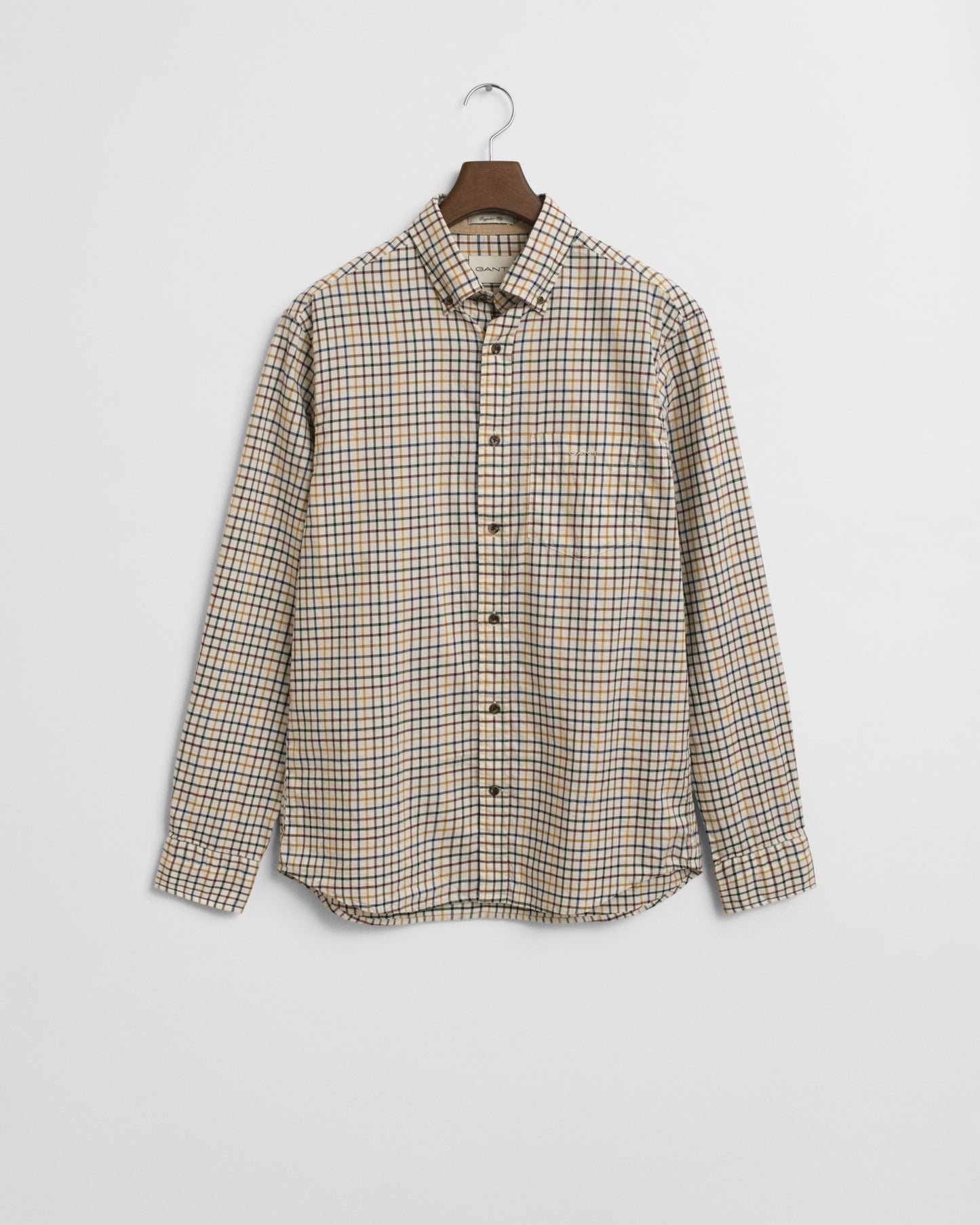 MAHOGANY BROWN, REG TWILL CHECK SHIRT BY GANT AU.