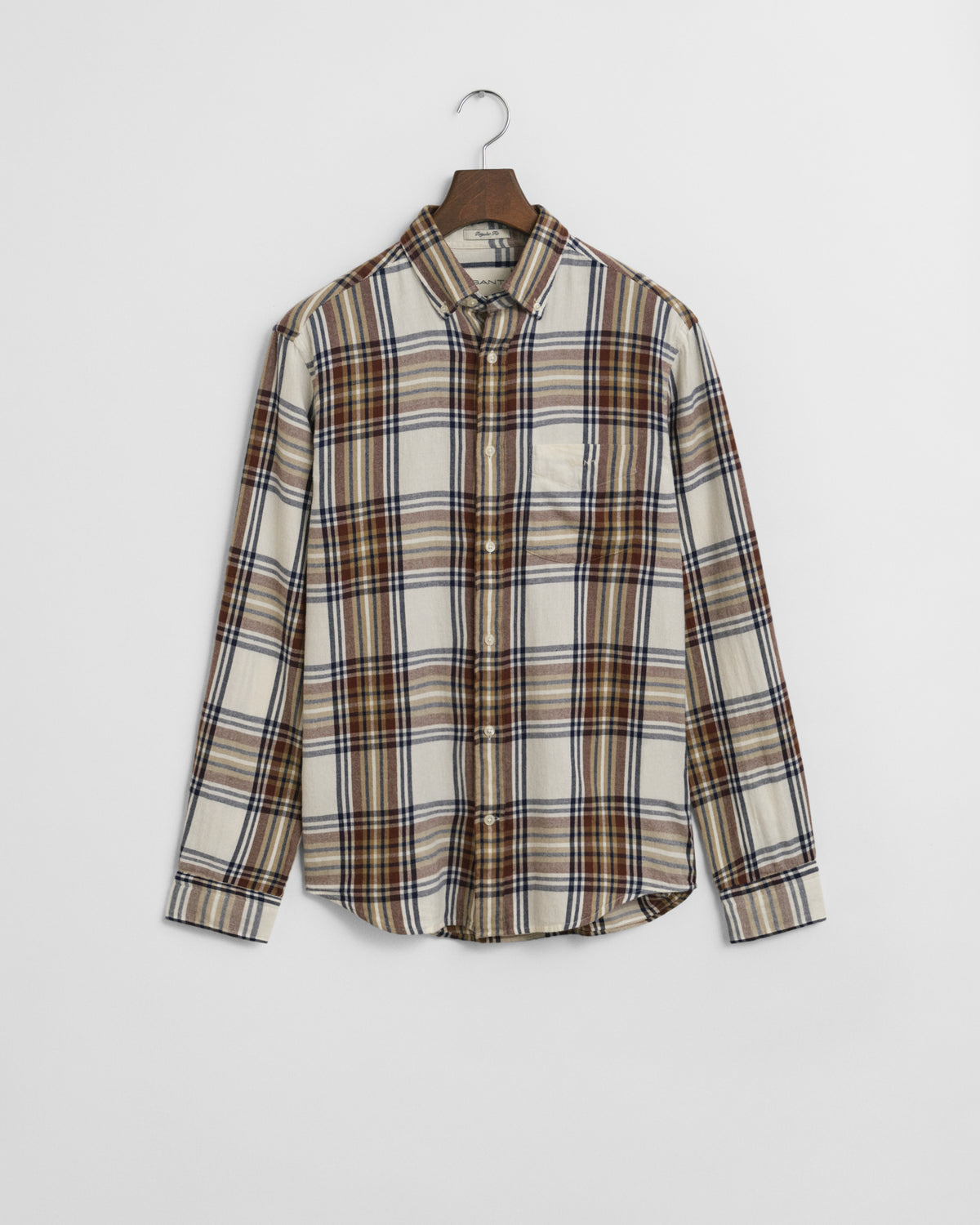 CREAM, REG WINDBLOWN FLANNEL CHECK SHIRT BY GANT AU.