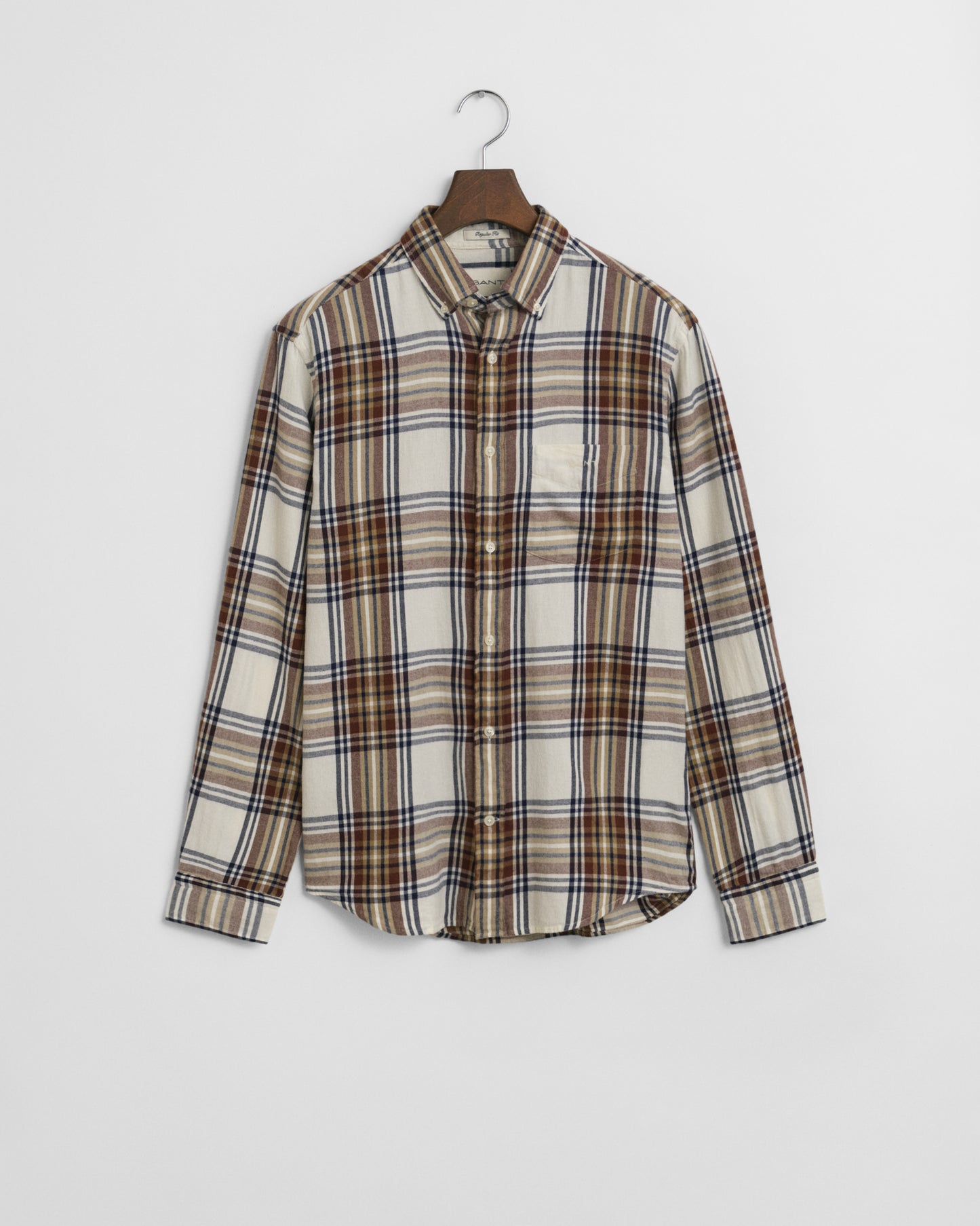 CREAM, REG WINDBLOWN FLANNEL CHECK SHIRT BY GANT AU.