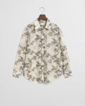 DARK MOSS GREEN, REL TREE PRINT COT SILK SHIRT BY GANT AU.