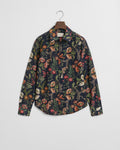 EVENING BLUE, REG FLORAL PRINT COT SILK SHIRT BY GANT AU.