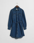 INDIGO, PUFF SLEEVE DENIM DRESS BY GANT AU.