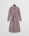 PLUM WINE, BELTED CLASSIC POPLIN SHIRT DRESS BY GANT AU.