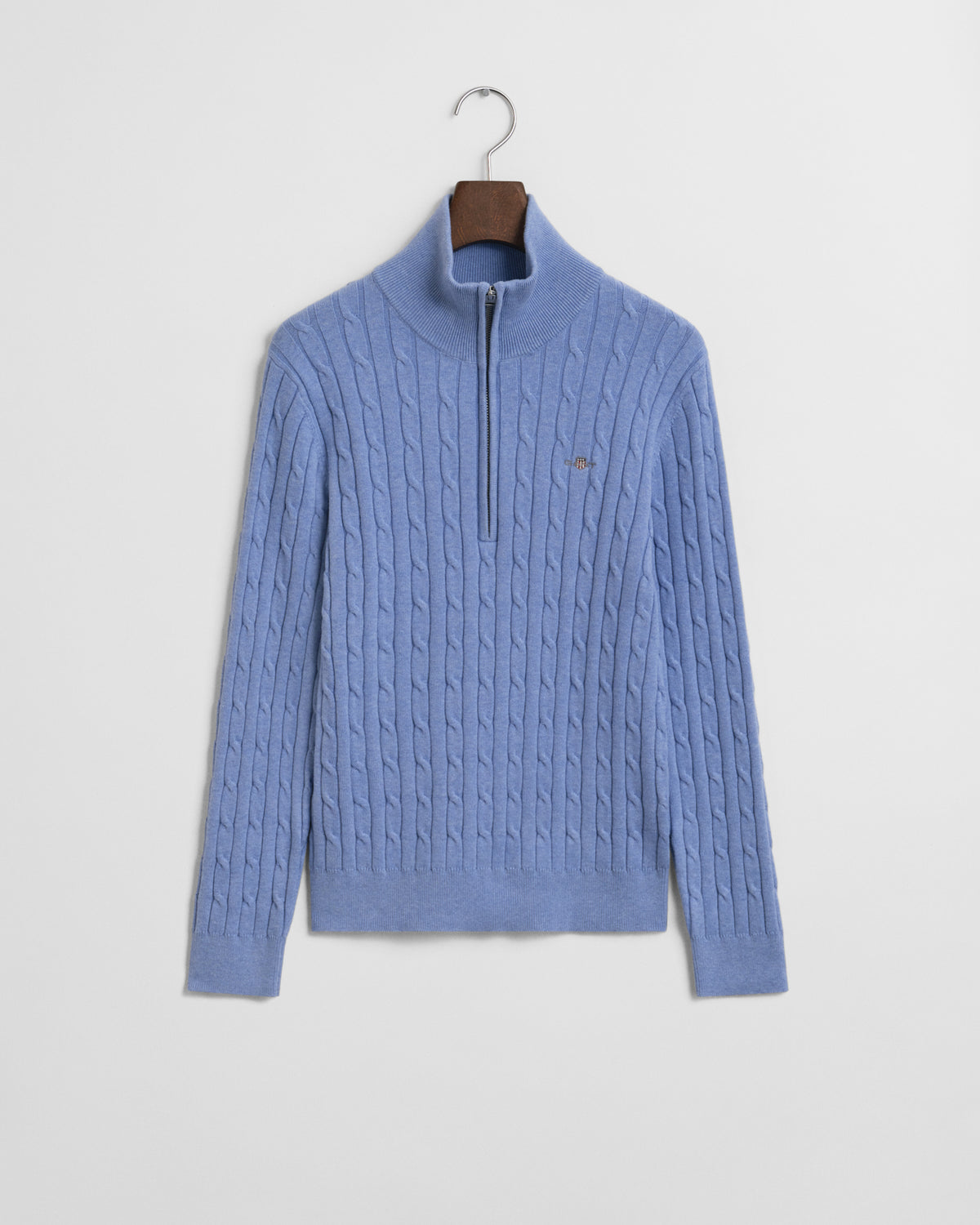 CLEAR SKY, STRETCH COTTON CABLE HALF-ZIP BY GANT AU.