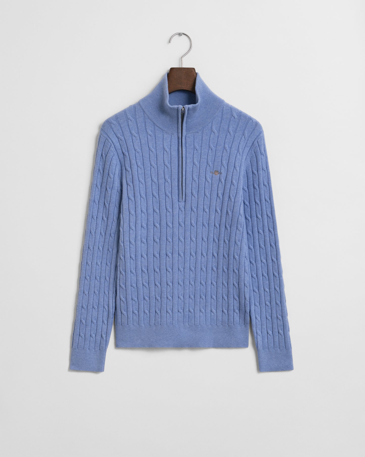 CLEAR SKY, STRETCH COTTON CABLE HALF-ZIP BY GANT AU.