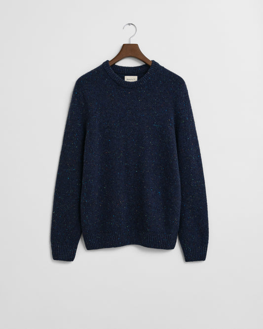 EVENING BLUE, WOOL BLEND NEPS C-NECK BY GANT AU.