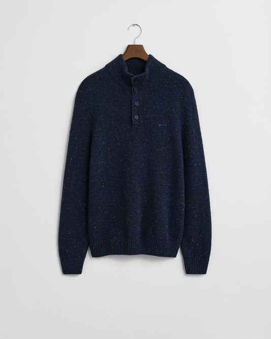 EVENING BLUE, WOOL BLEND NEPS HALF BUTTONED BY GANT AU.