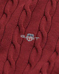 PLUMPED RED, COTTON CABLE HALF ZIP, FLAT-LAY BY GANT AU.