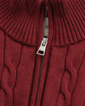 PLUMPED RED, COTTON CABLE HALF ZIP, CLOSE-UP BY GANT AU.