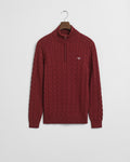 PLUMPED RED, COTTON CABLE HALF ZIP BY GANT AU.