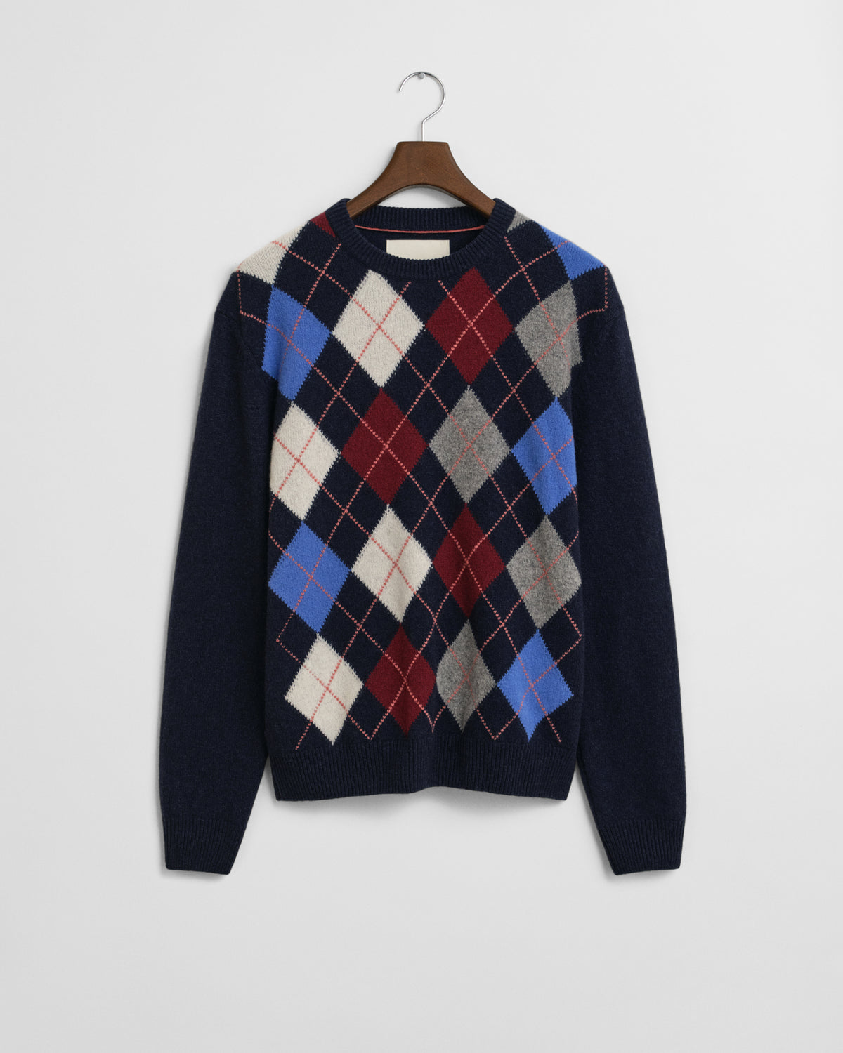 DARK NAVY MELANGE, ARGYLE C-NECK BY GANT AU.